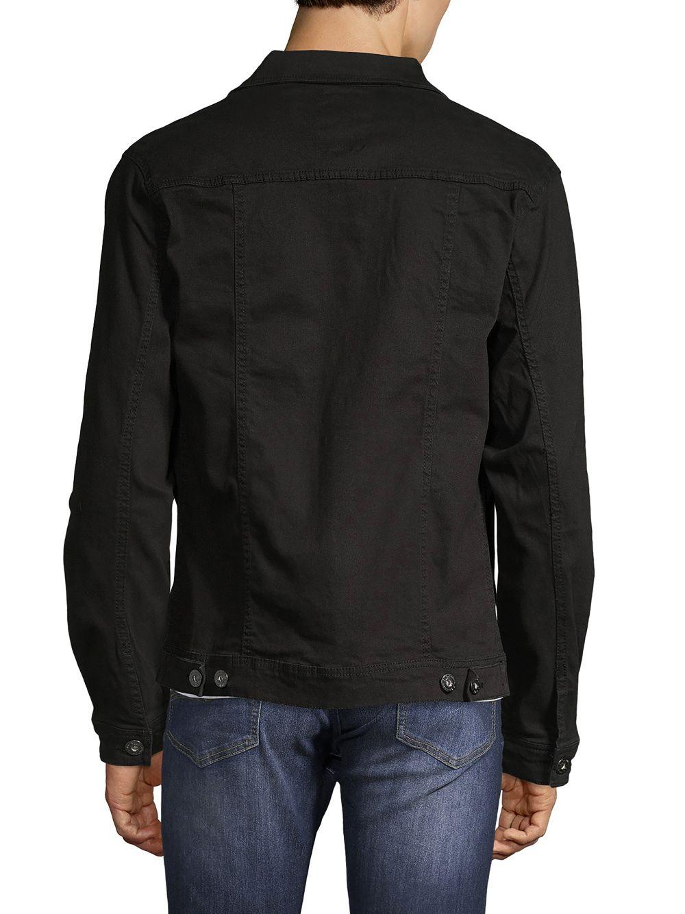 Buffalo David Bitton Solid Denim Jacket in Black for Men - Lyst