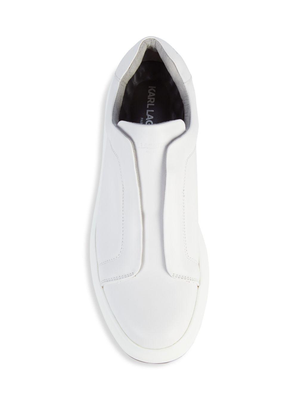 Karl Lagerfeld Laceless Platform Leather Sneakers in White for Men - Lyst
