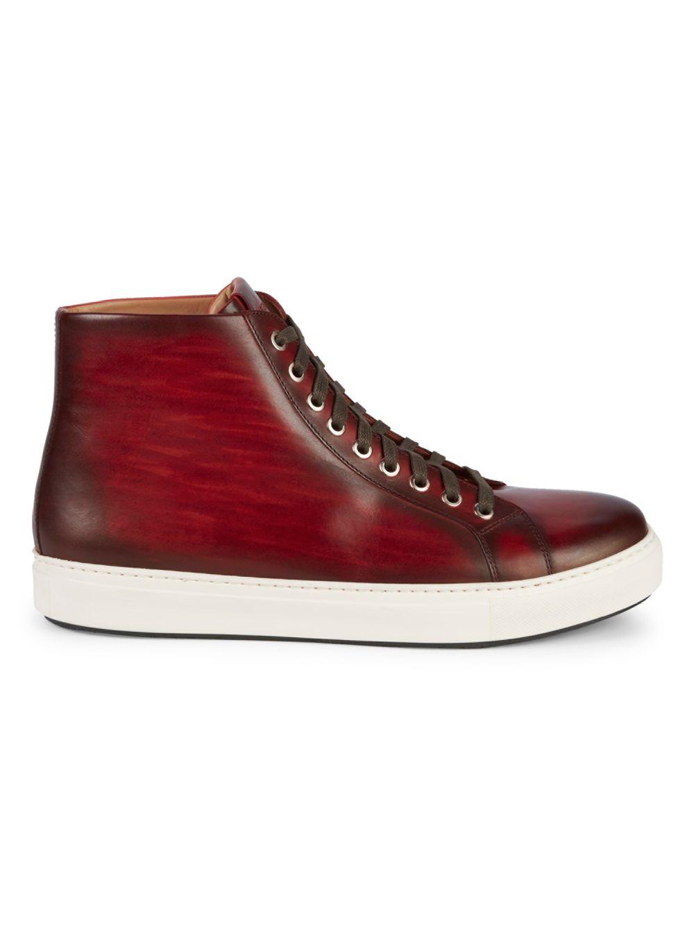 Magnanni Leather 'brando' High Top Sneaker in Red for Men - Save 14% - Lyst