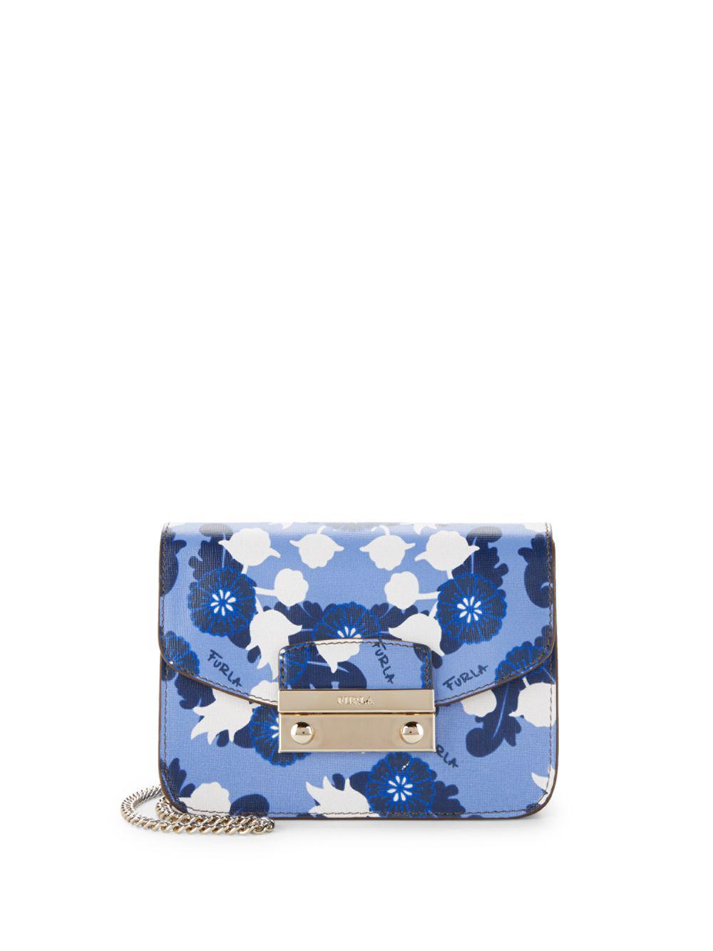 Furla Small Leather Fl Crossbody Bag In Blue Lyst Gallery