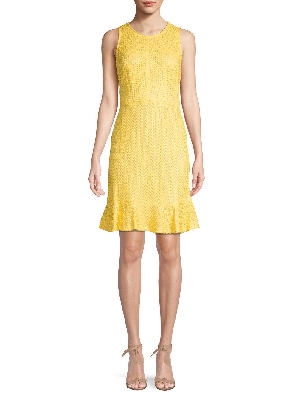 Karl Lagerfeld Ruffled Crochet Sheath Dress in Yellow - Save 24% - Lyst