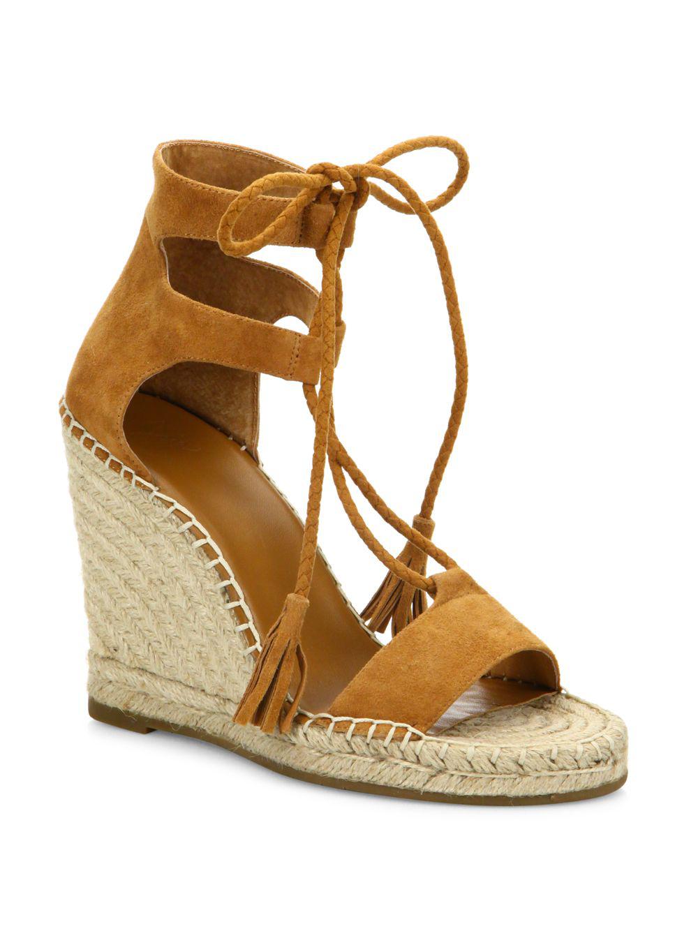 Lyst - Joie Delilah Lace-up Suede Espadrille Wedge Sandals in Brown ...