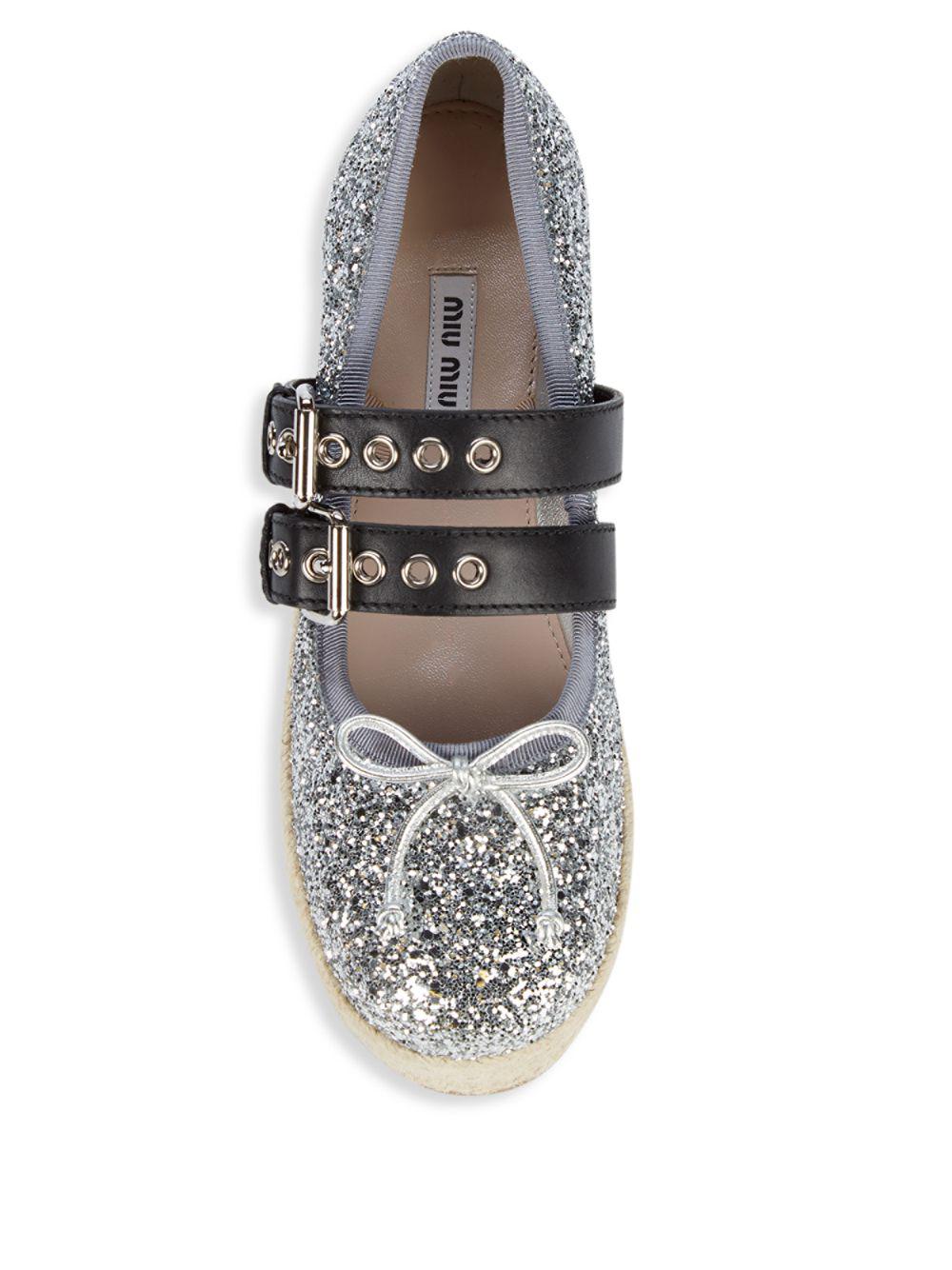 miu miu glitter platform espadrilles