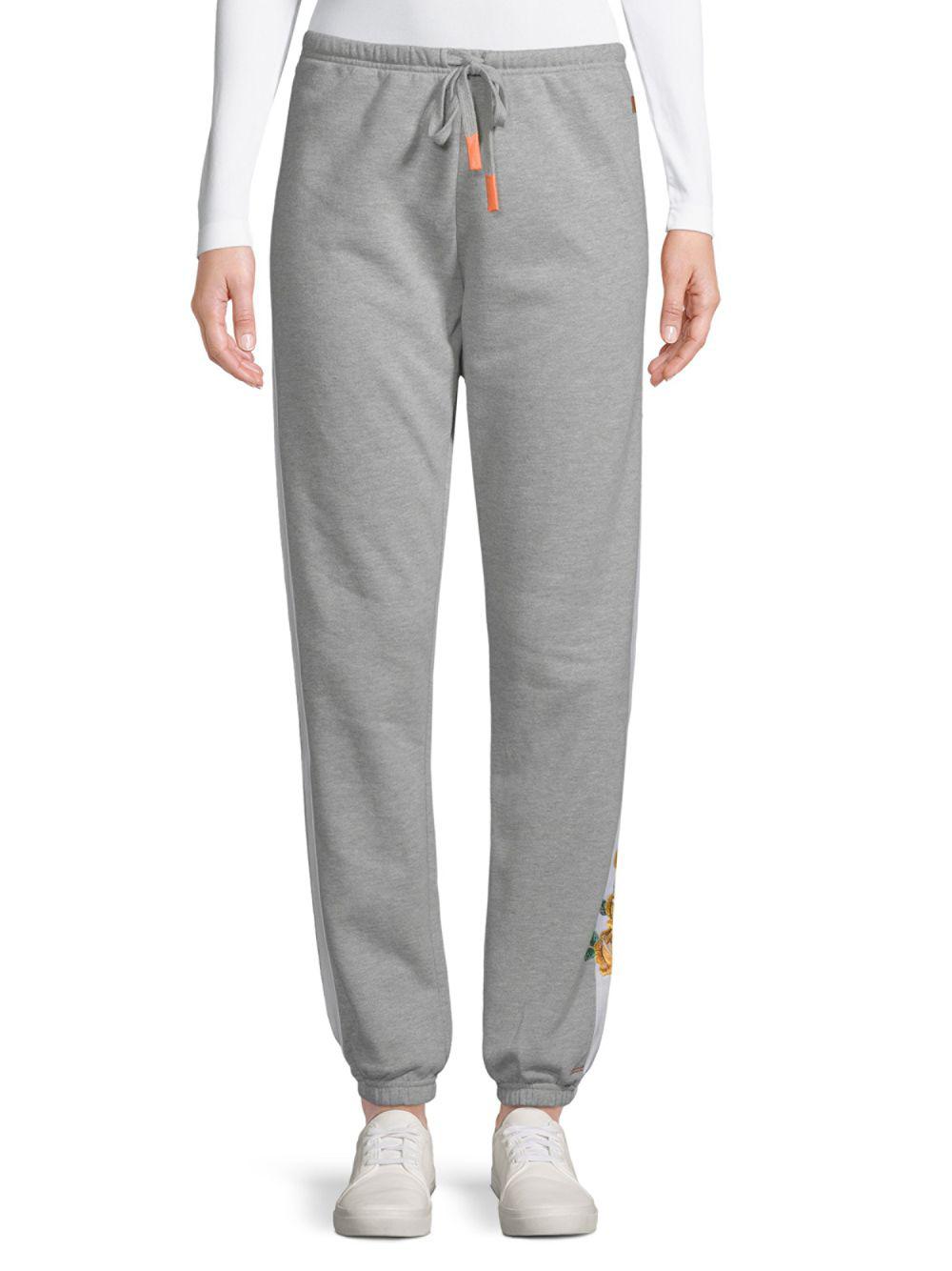Peace Love World Womens Gray Embroidery Jogging Pants Peace Love World Womens Gray Embroidery Jogging Pants