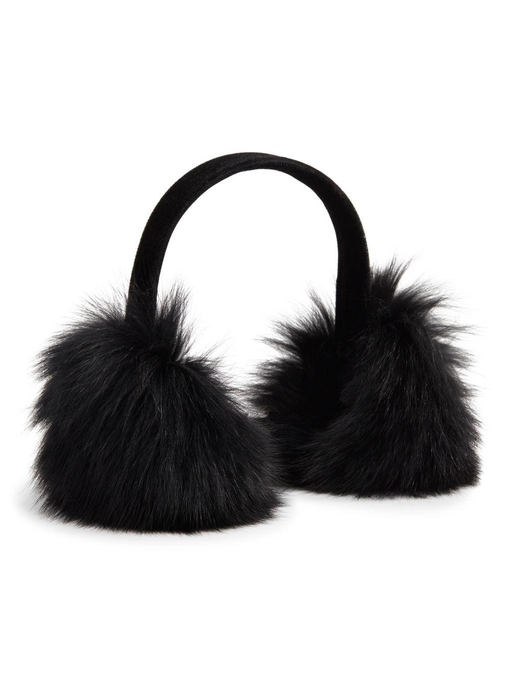 Surell Fox Fur Expandable Earmuffs in Black - Lyst