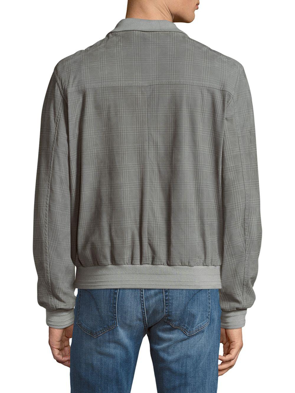 Brioni Plaid Leather Jacket In Gray For Men Lyst Gallery
