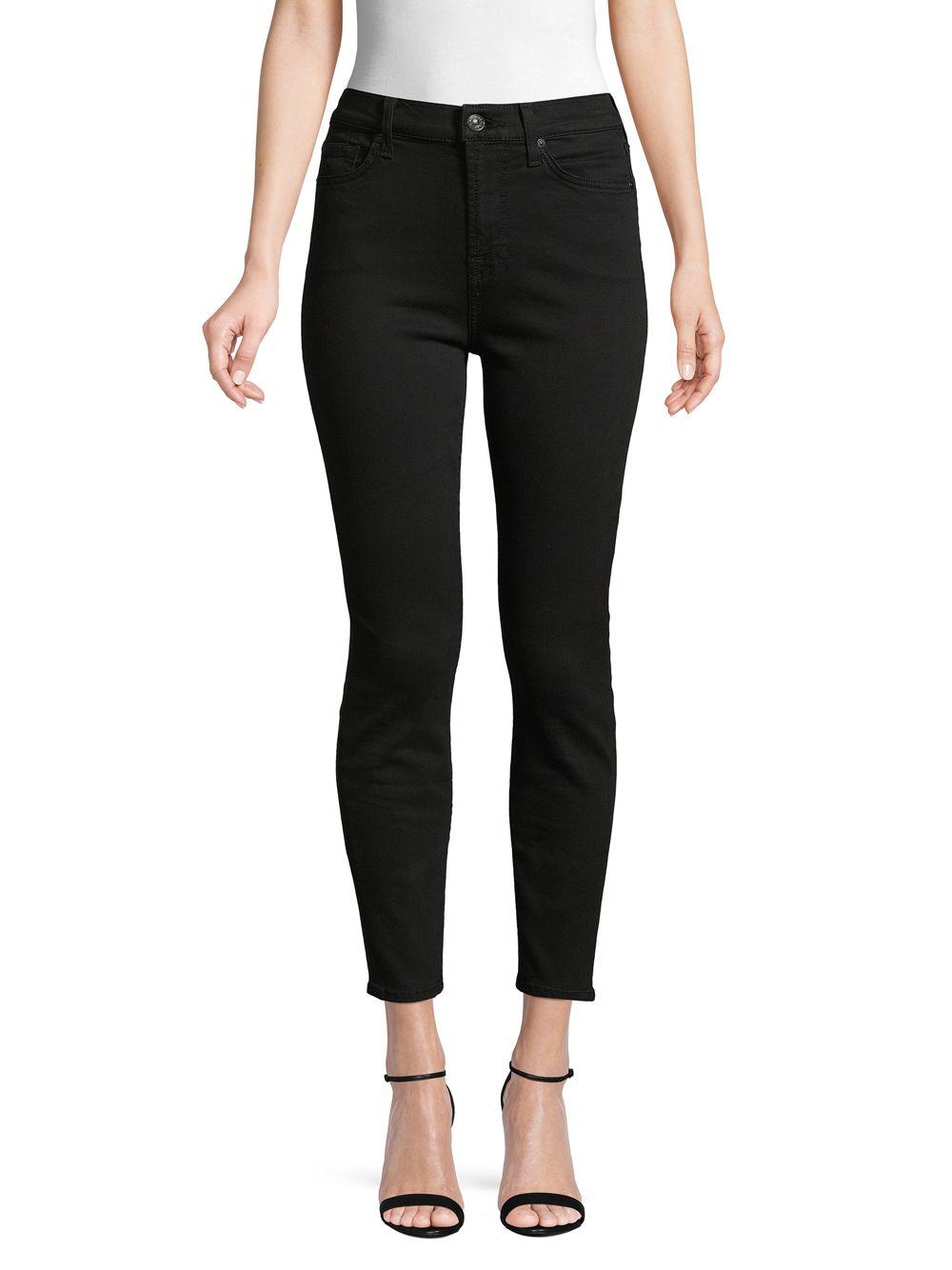 7 For All Mankind Gwenevere High-waist Cropped Skinny Jeans in Black - Lyst