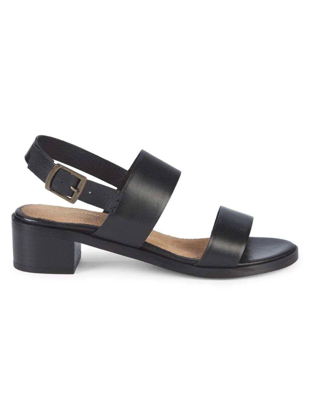 Seychelles Double  Strap  Leather Sandals  in Black Lyst