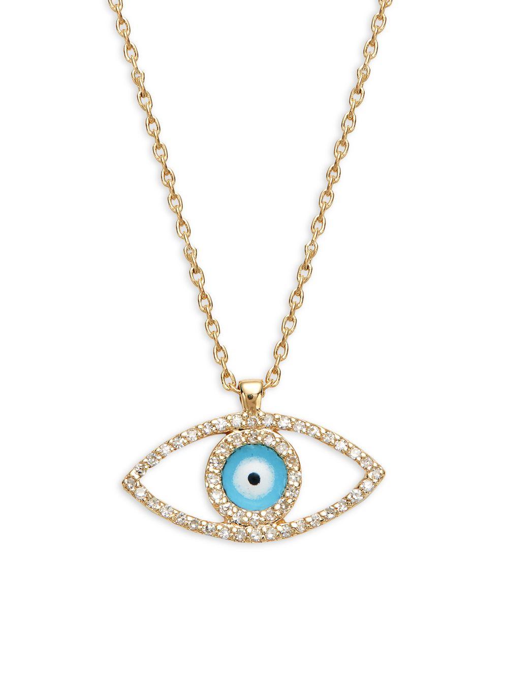 Effy 14k Gold & Diamond Cutout Evileye Pendant Necklace in Metallic Lyst