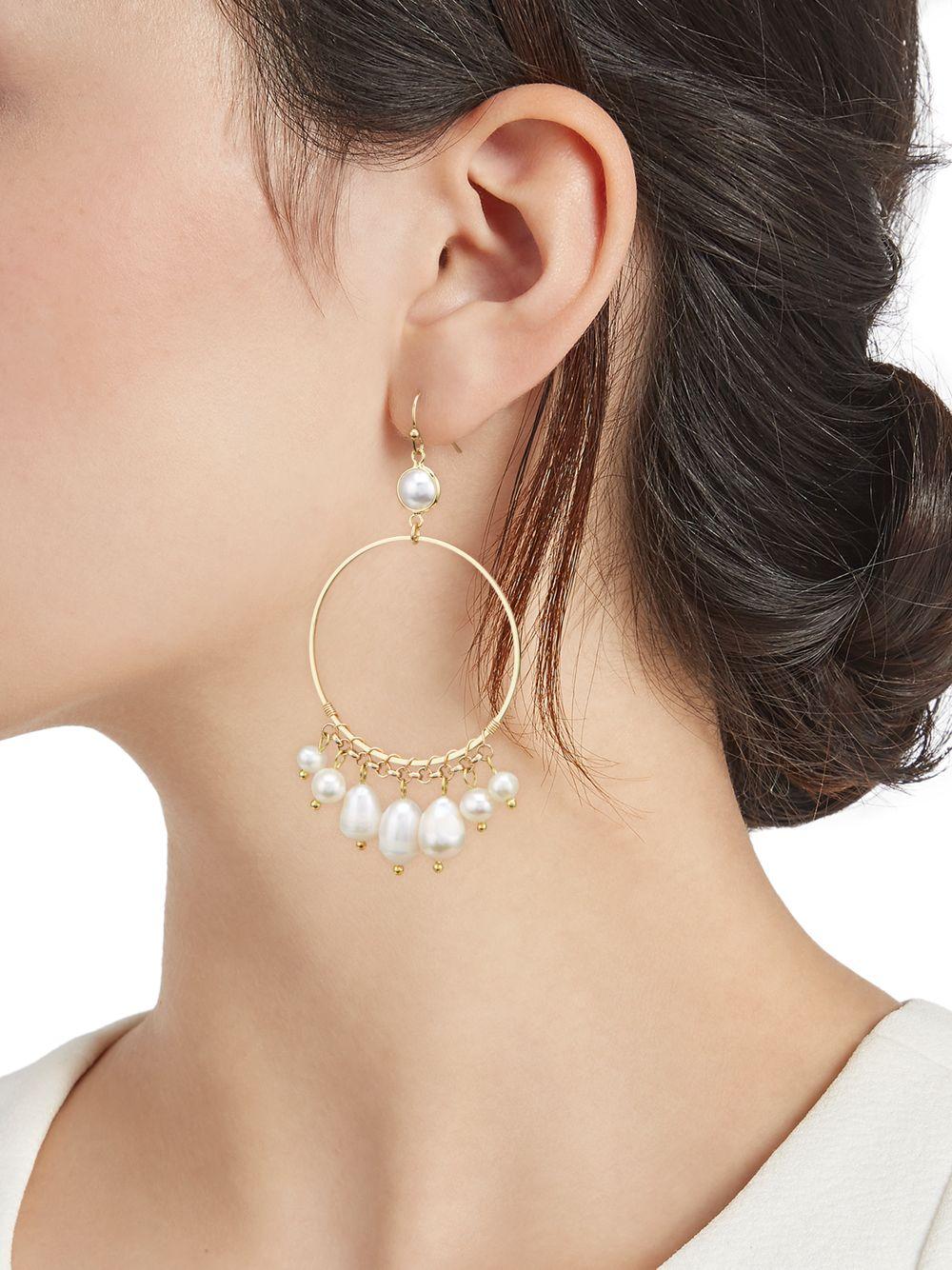 Panacea Goldtone & Faux Pearl Hoop Drop Earrings Lyst