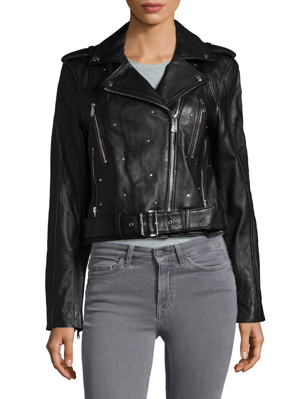 Lyst Sam Edelman Studded Leather Moto Jacket In Black Gallery