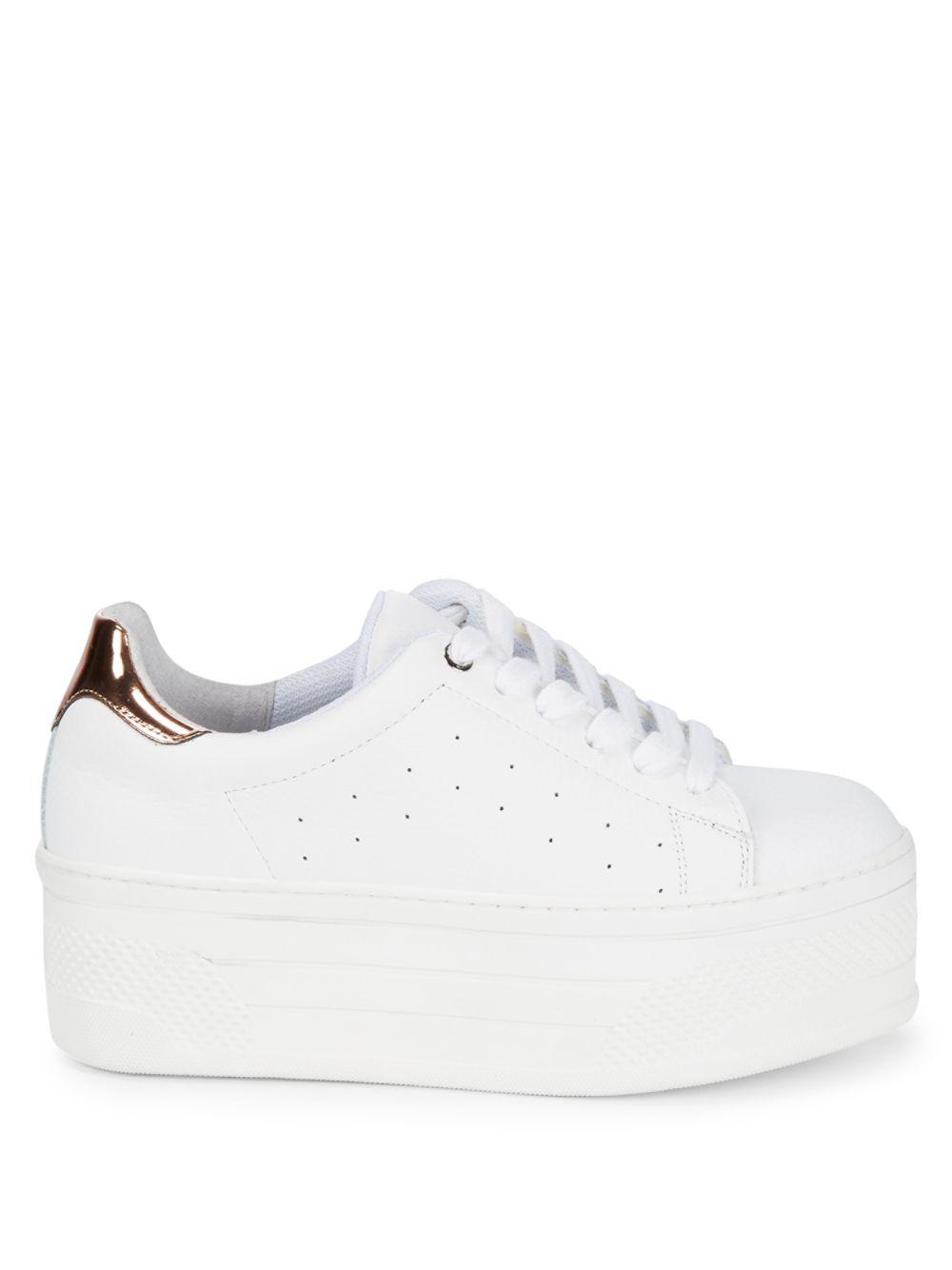 Saks Fifth Avenue Leather Platform Sneakers in White - Lyst