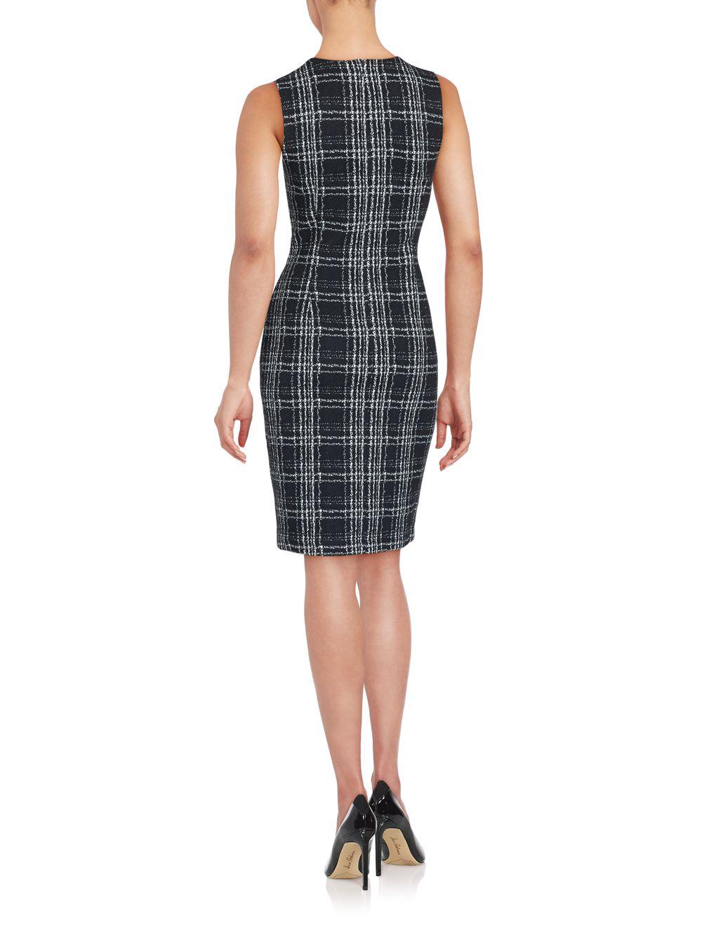 calvin klein black and white plaid dress