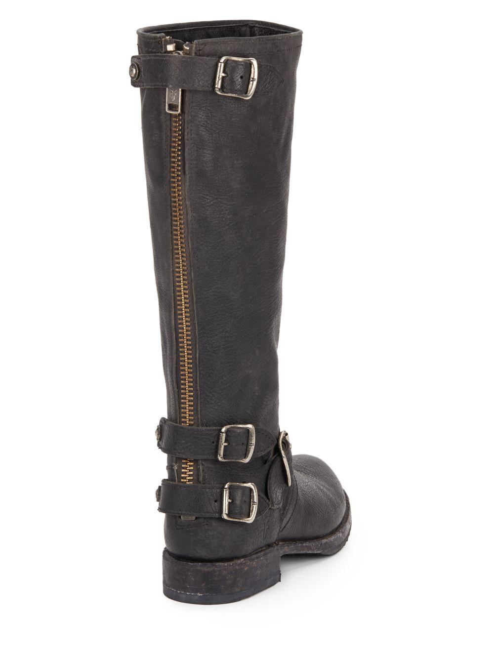 Lyst - Frye Veronica Knee-high Leather Buckle Boots in Black
