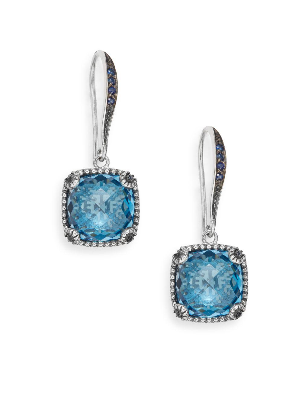 Effy Blue Topaz, Sapphire & Sterling Silver Drop Earrings in Blue Lyst
