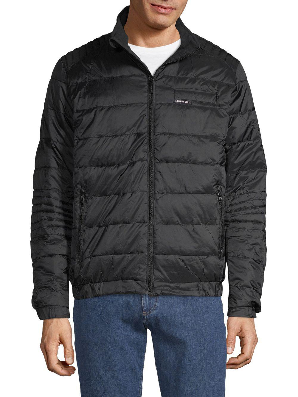 Lyst - Members Only Stand Collar Puffer Jacket in Black for Men
