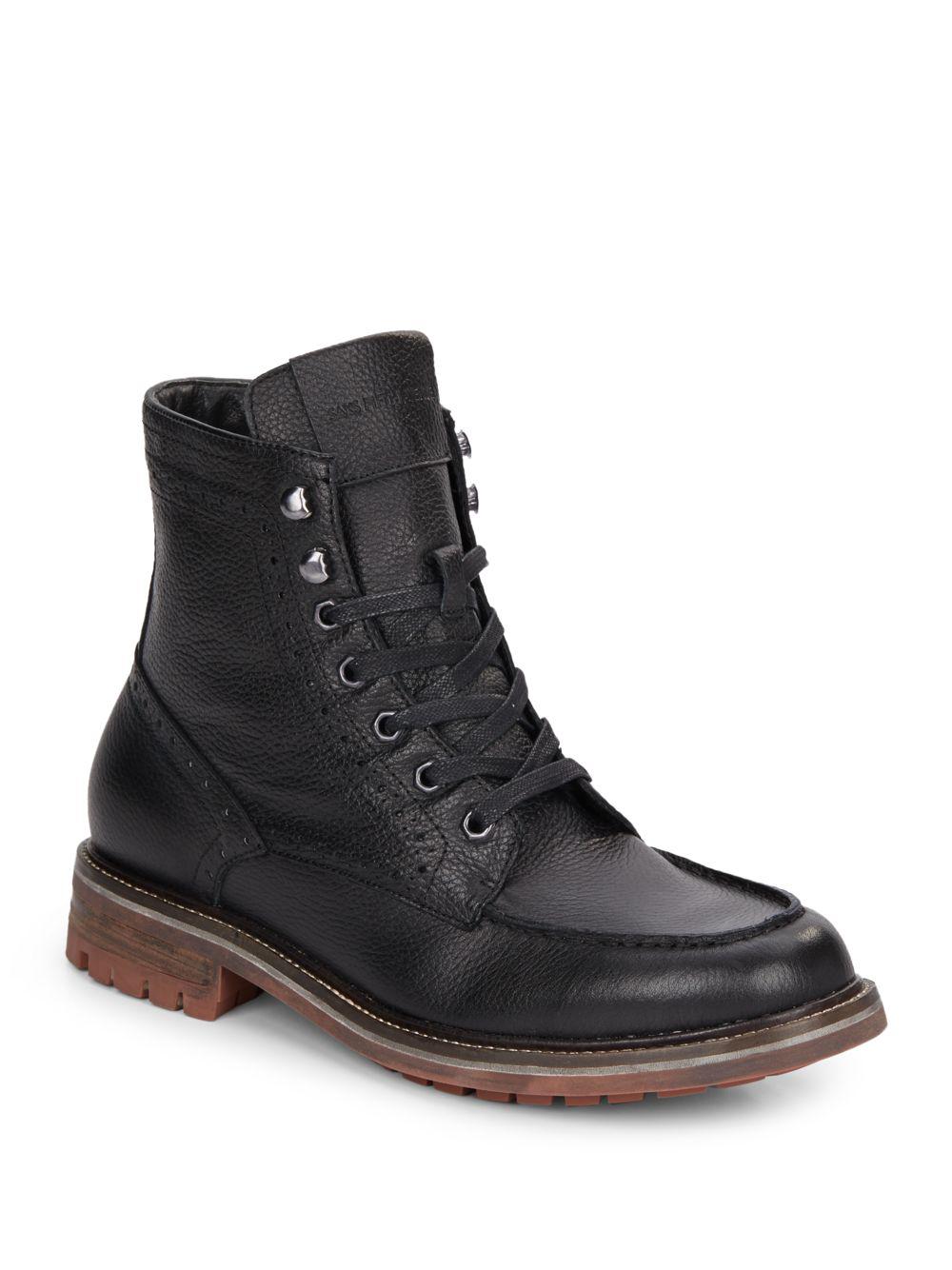 Lyst - Saks Fifth Avenue Rick Leather Boots in Black for Men