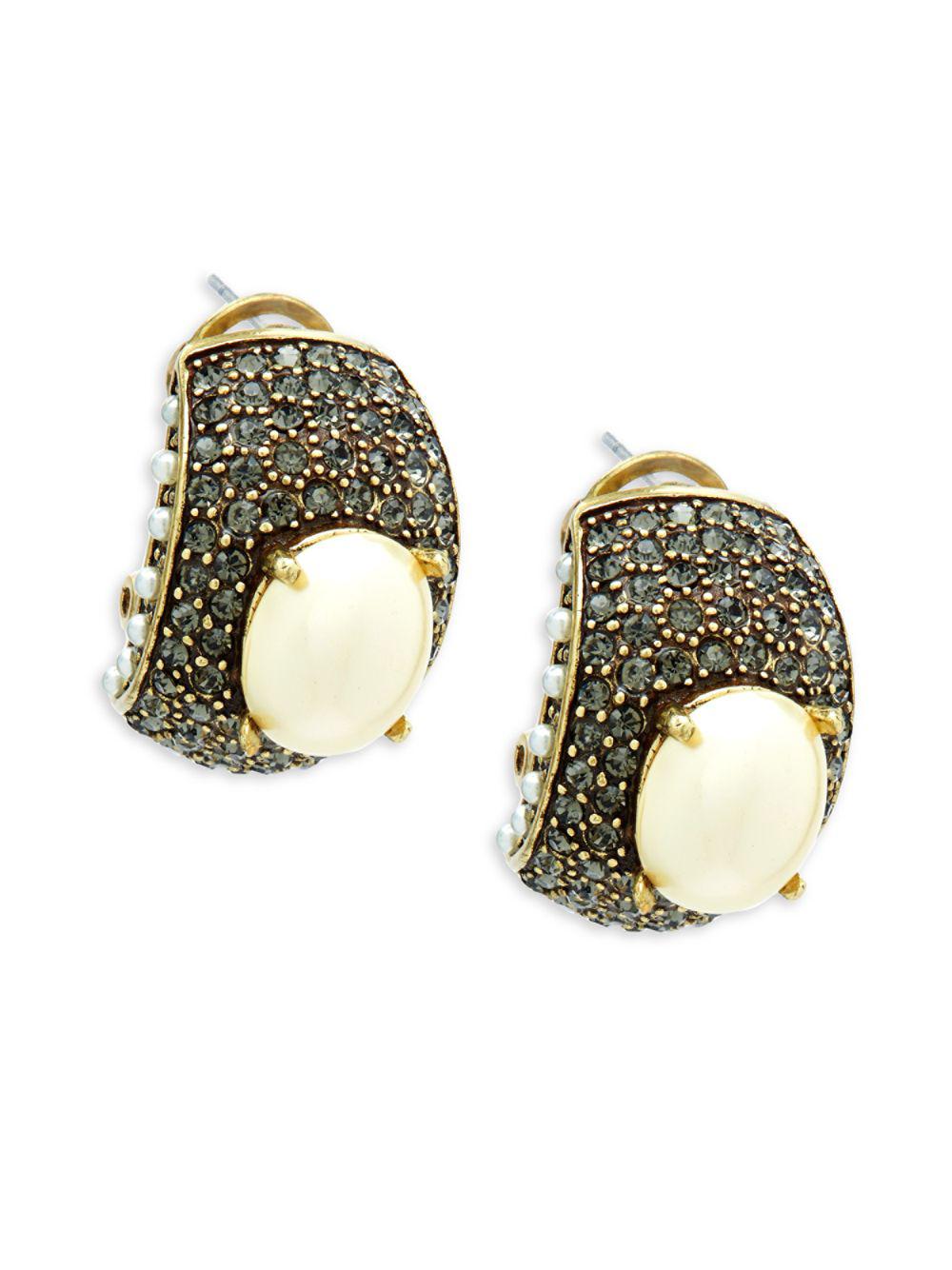 Lyst Heidi Daus Faux Pearl And Crystal Statement Earrings In Metallic Heidi Daus