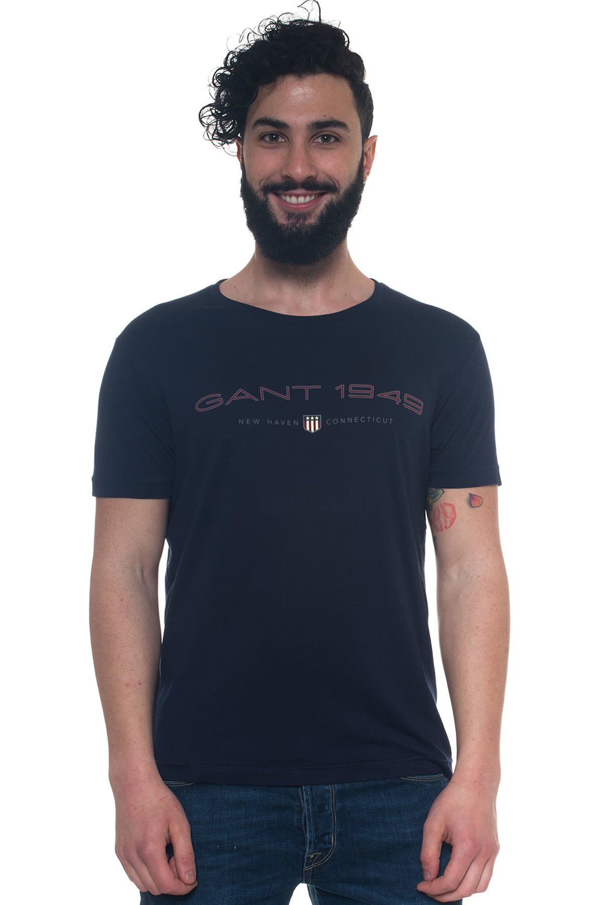 Gant Round-necked T-shirt in Black for Men (Blu) | Lyst