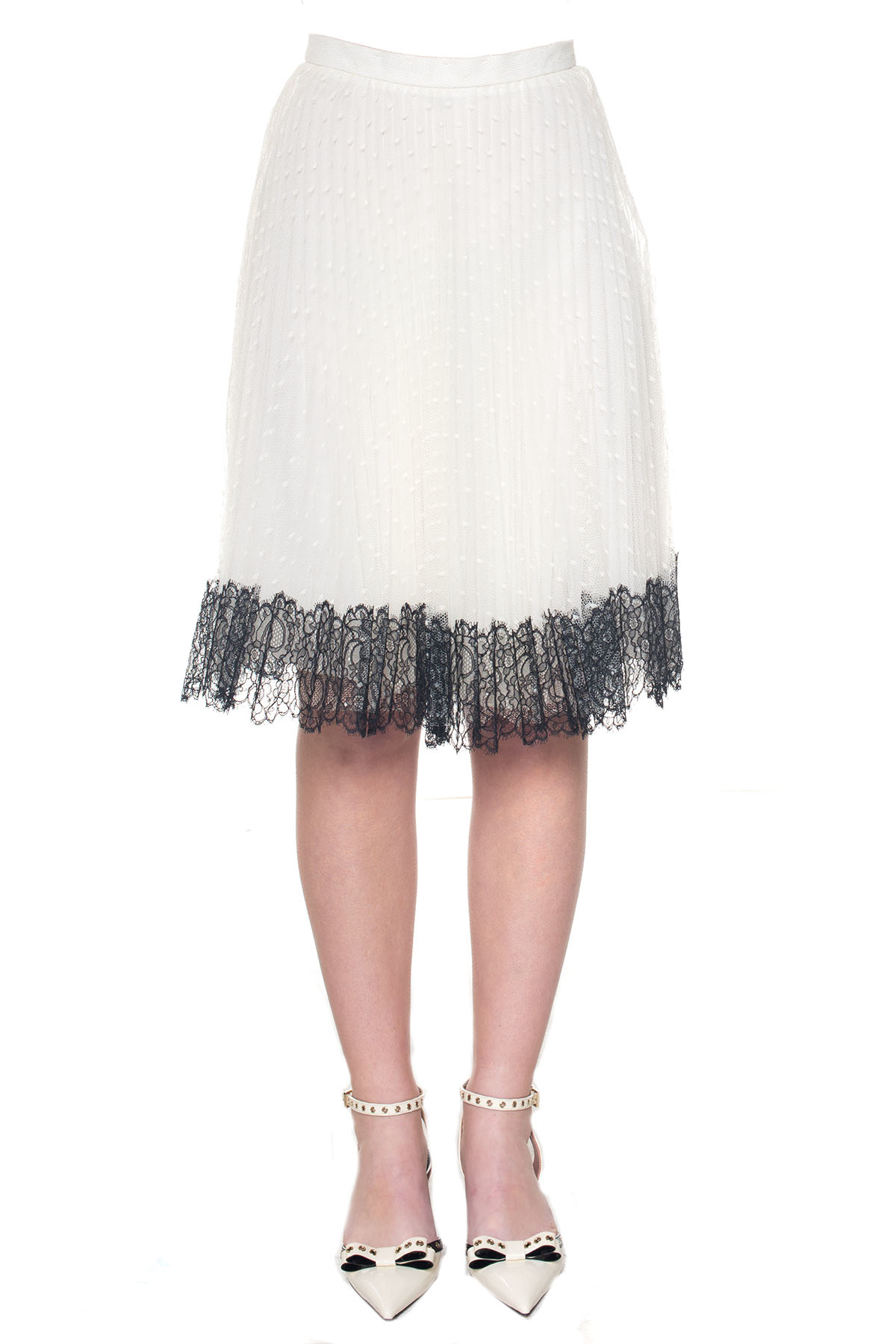 Red valentino Pleated Skirt in Natural | Lyst