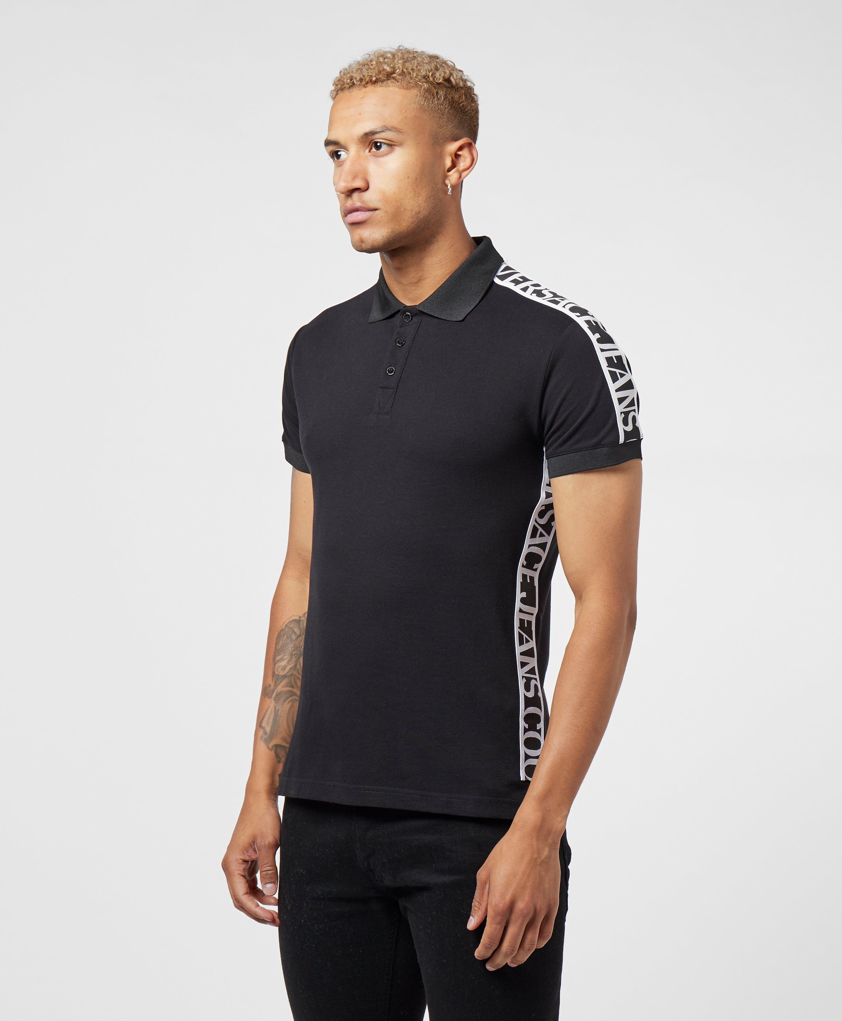 Versace Jeans Tape Short Sleeve Polo Shirt in Black for Men - Lyst