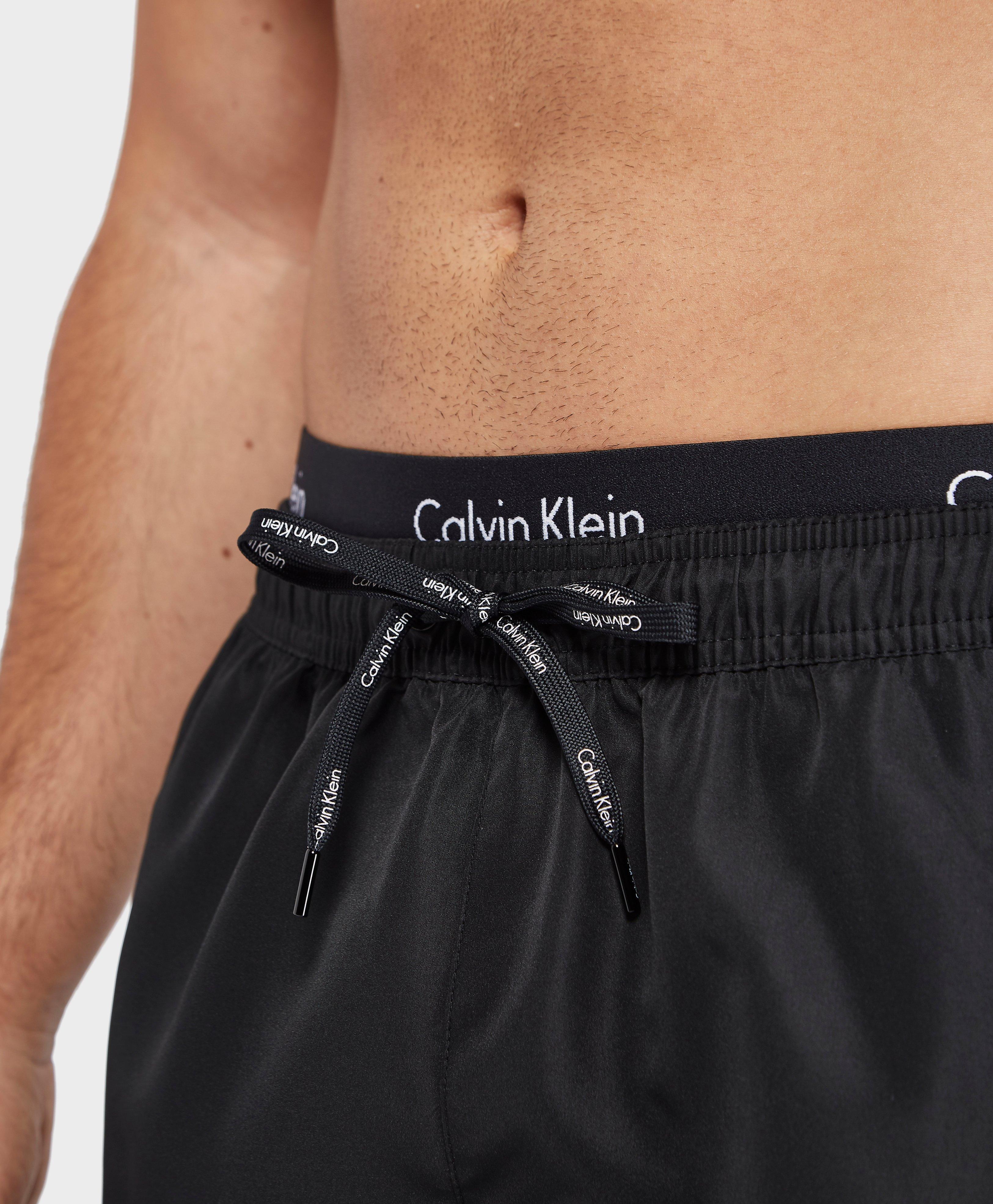 Lyst - Calvin Klein Double Waistband Swim Shorts in Black for Men