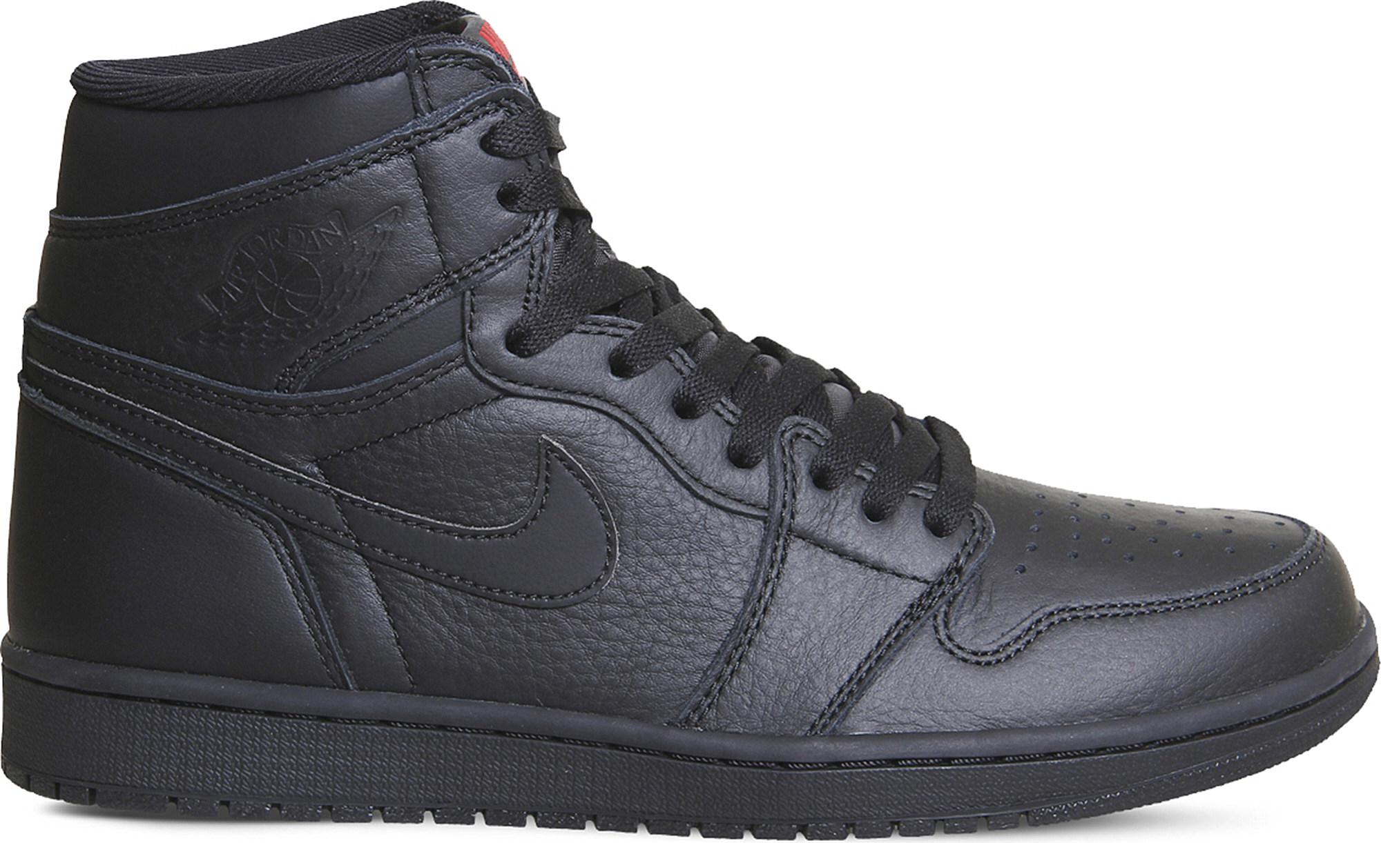 Lyst - Nike Air Jordan 1 Retro Leather High-top Trainers in Black for Men