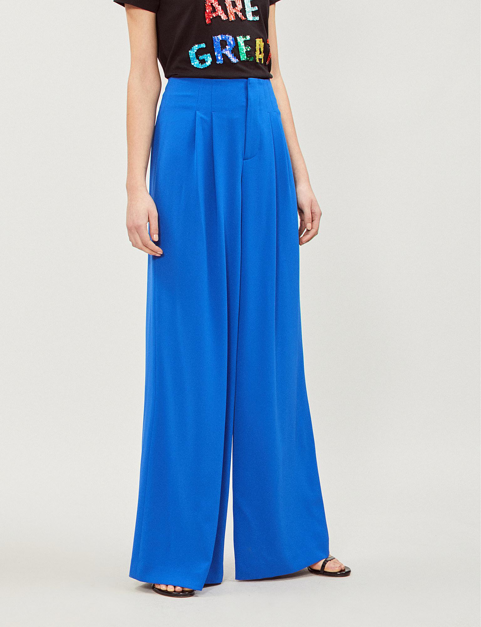 Lyst - Alice + Olivia Eloise High-rise Wide-leg Crepe Trousers in Blue