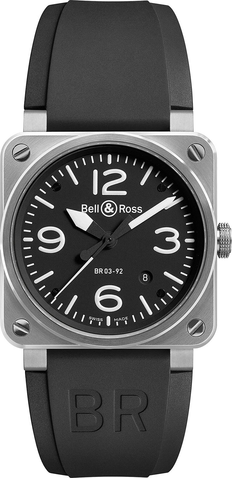 Lyst - Bell & Ross Br0392blst Stainless Steel And Rubber Strap in Black ...