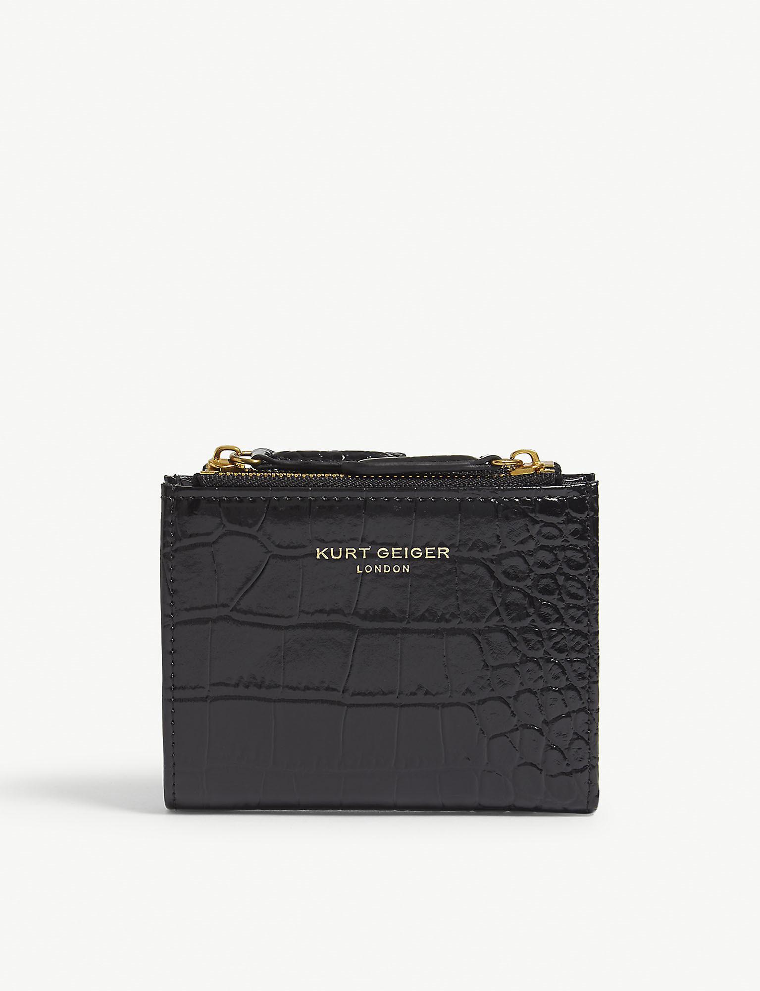 Kurt Geiger Croc-embossed Small Leather Purse in Black - Lyst