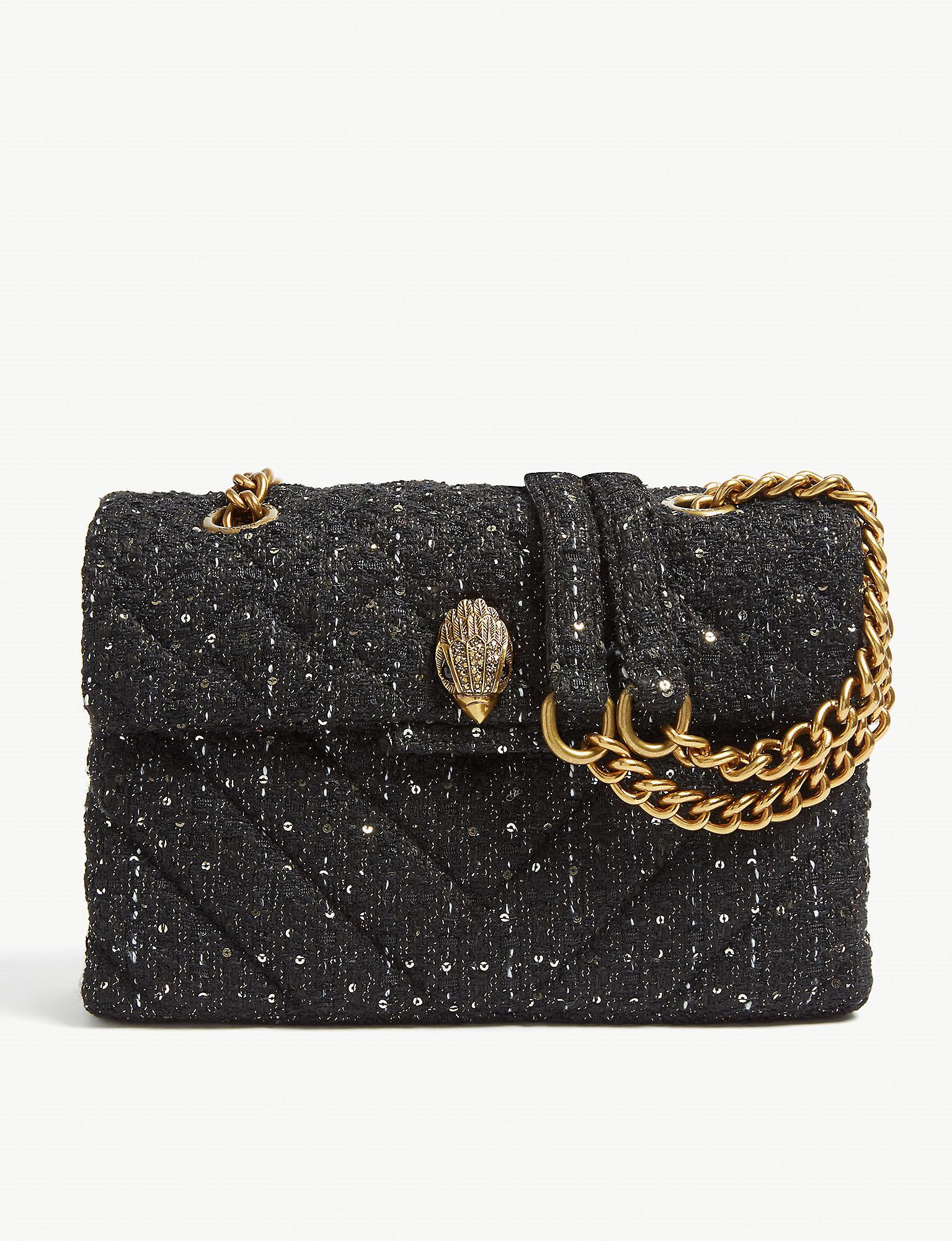 Kurt Geiger Kensington Tweed Shoulder Bag in Black - Lyst