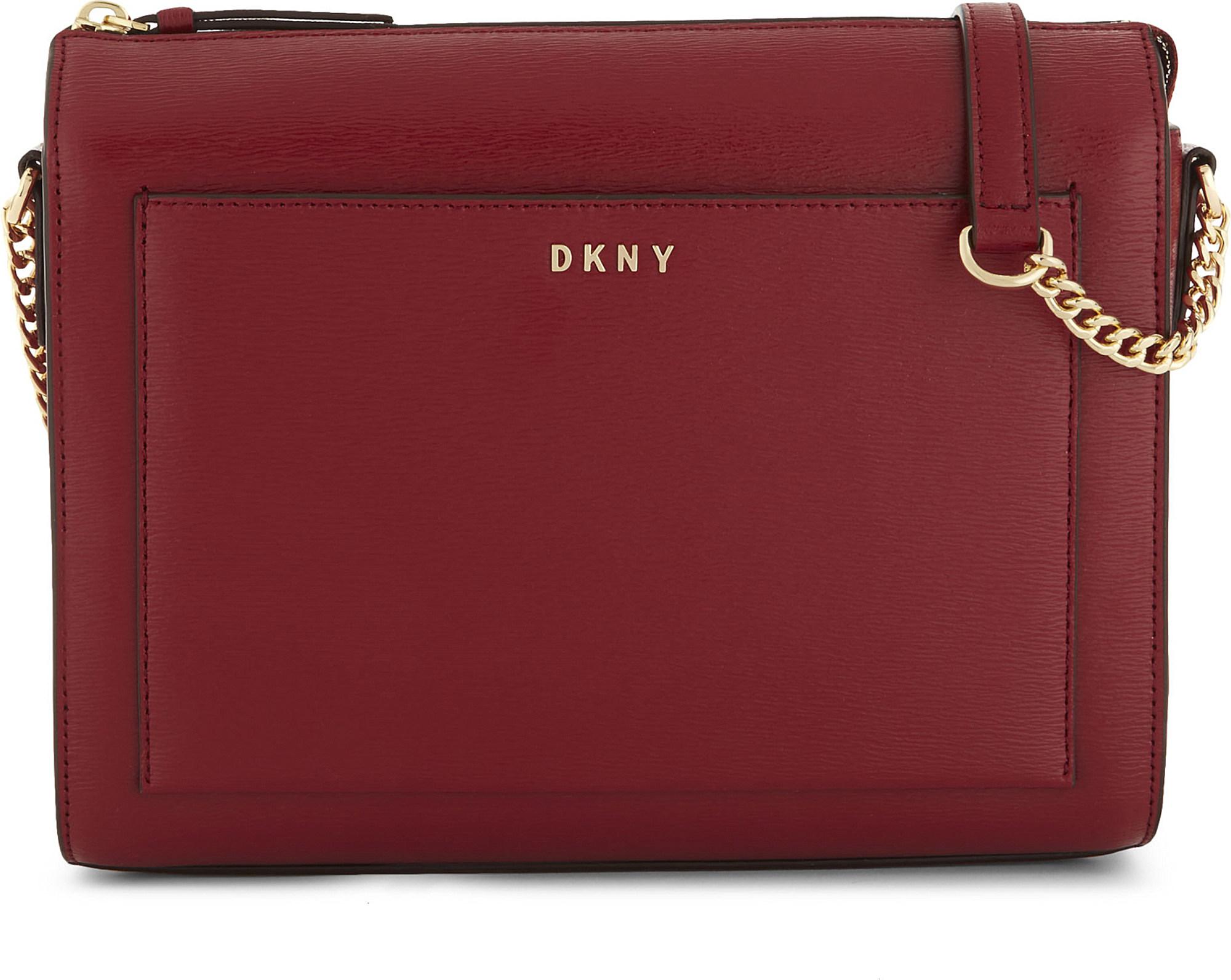 Lyst Dkny Bryant Medium Leather Cross Body Bag In Red Gallery