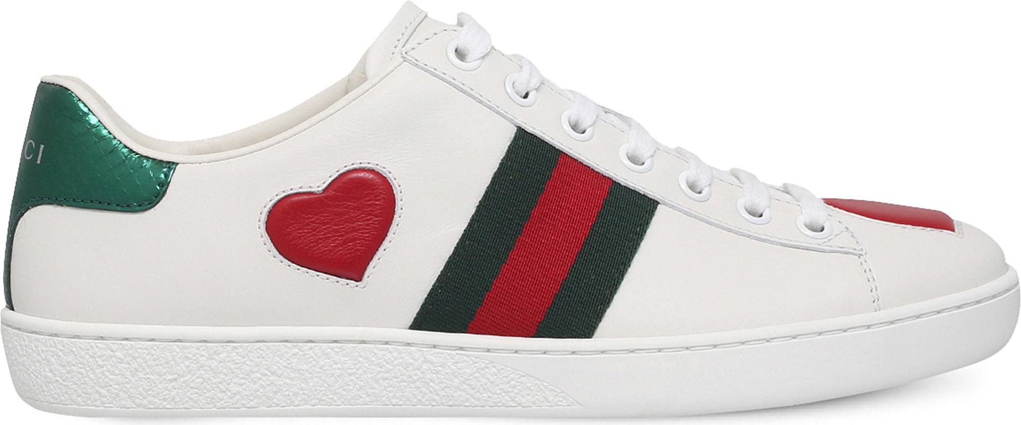 Lyst - Gucci New Ace Heart-detail Leather Trainers - Save 12%