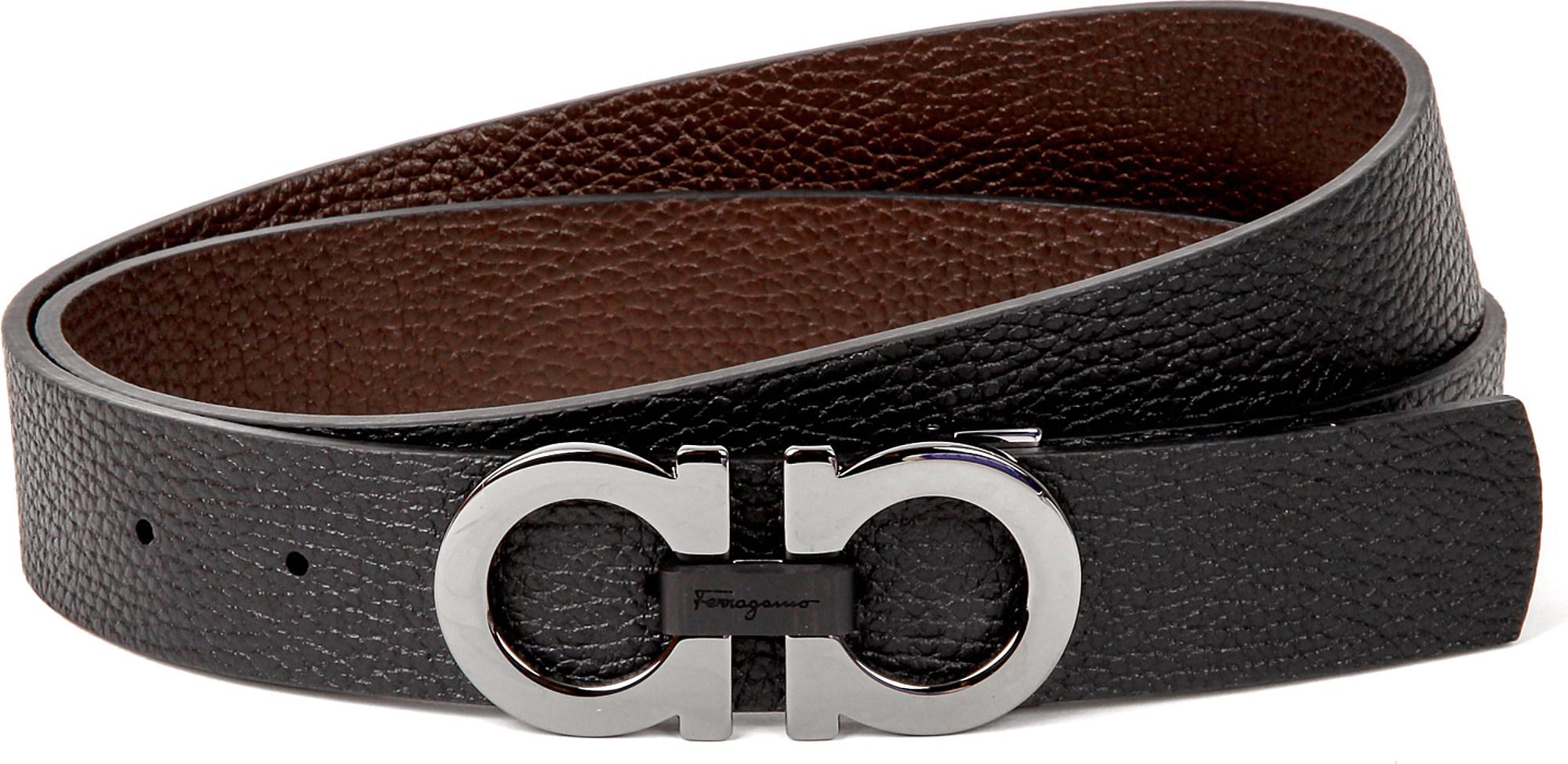 Lyst Ferragamo Reversible Pebble Leather Logo Belt in Brown for Men