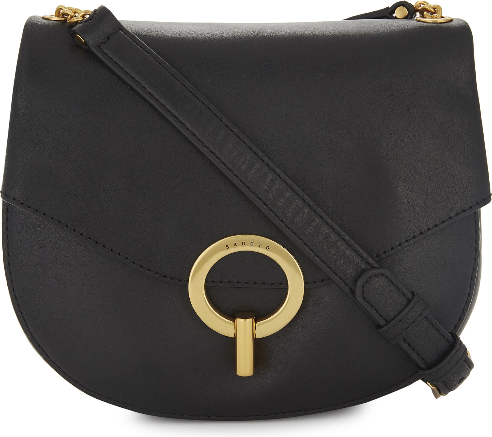 Sandro Pepita Leather Cross Body Bag In Black Lyst Gallery