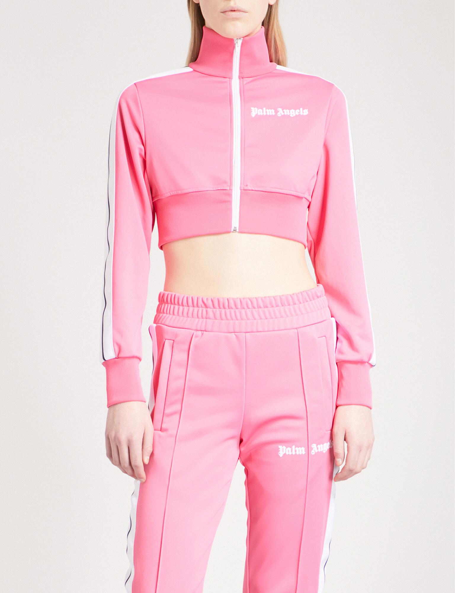 Lyst Palm Angels Stripedpanel Cropped Jersey Jacket in Pink