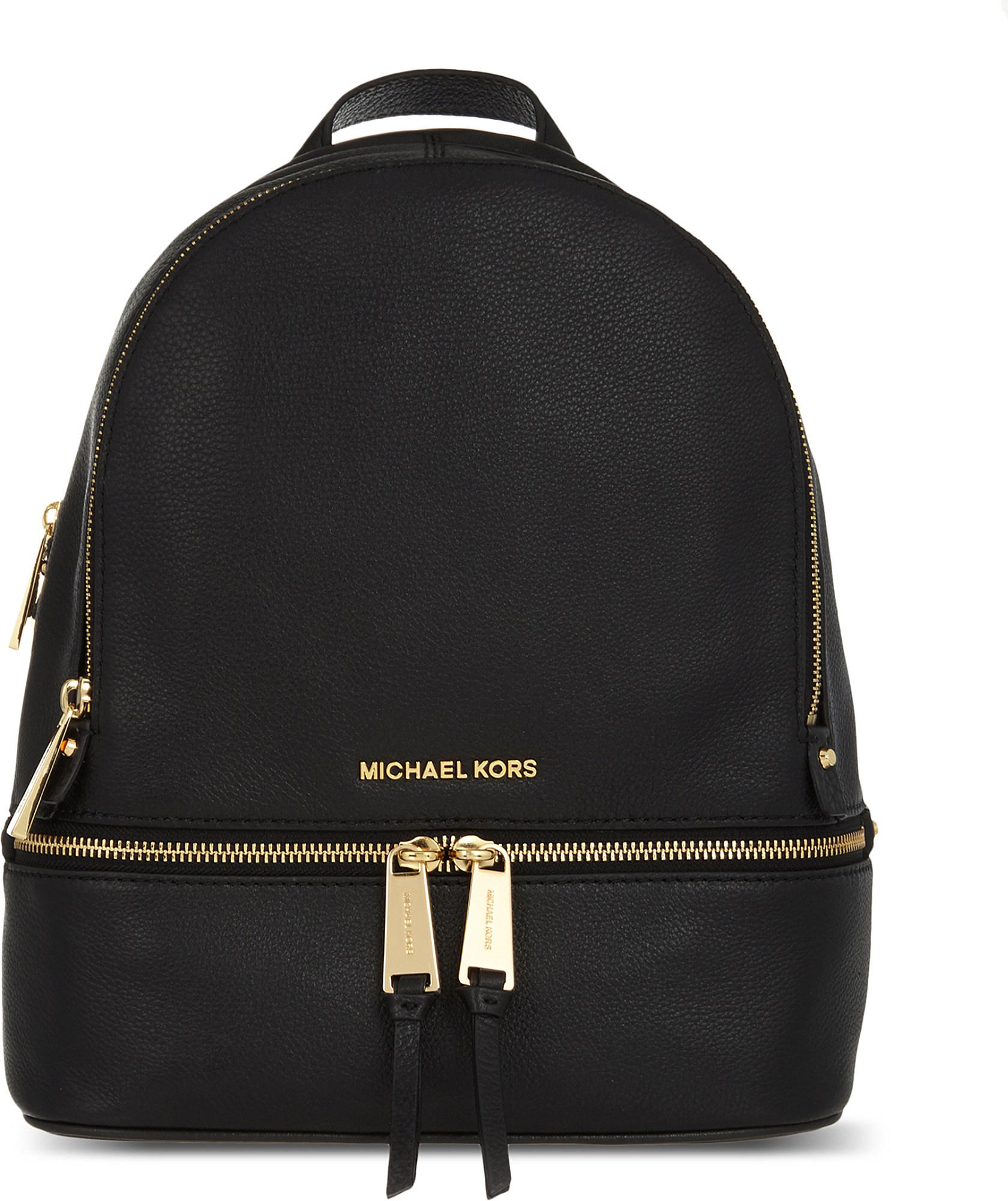 MICHAEL Michael Kors Rhea Small Leather Backpack in Black - Lyst