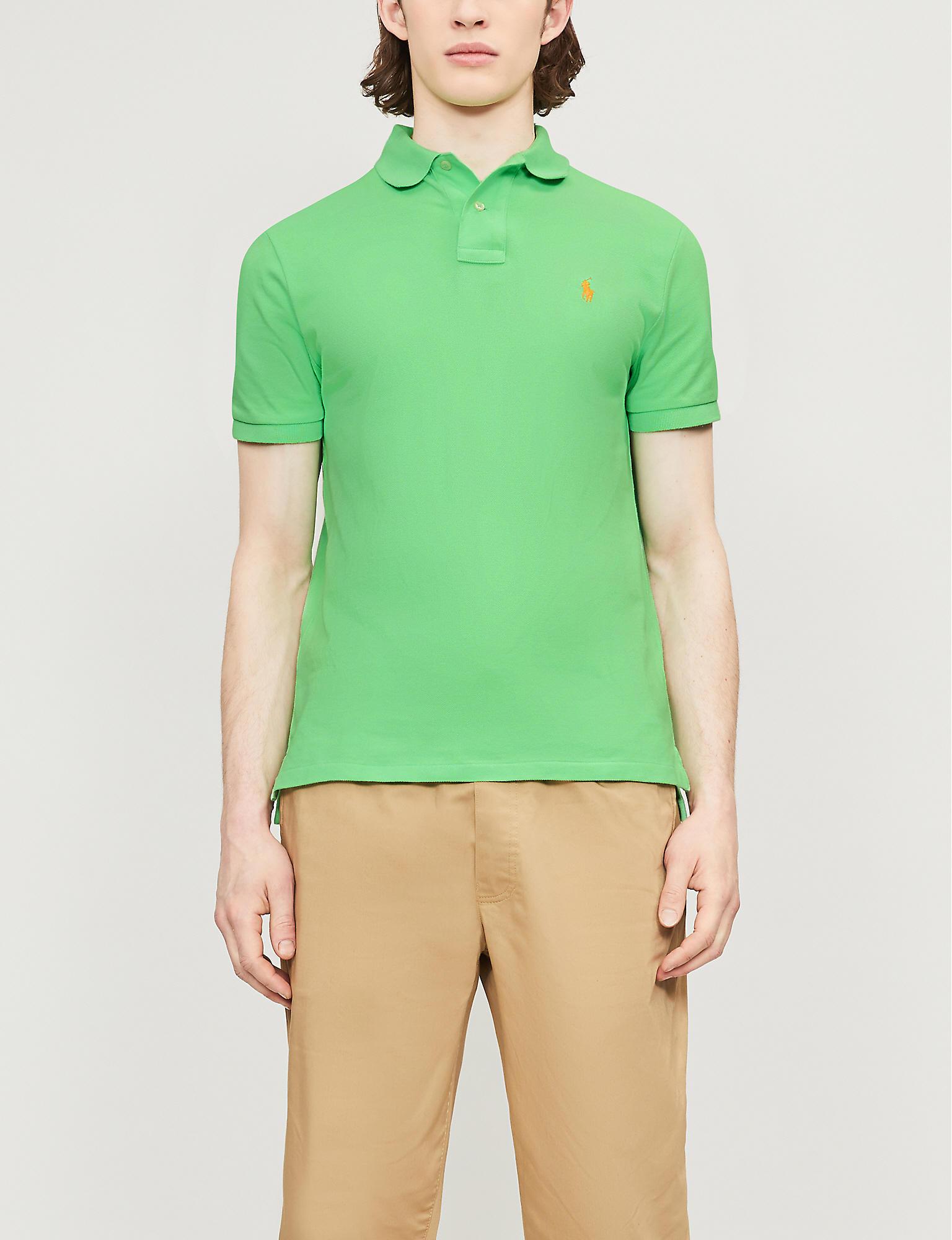 Polo Ralph Lauren Logo-embroidered Cotton-piqué Polo Shirt in Green for ...