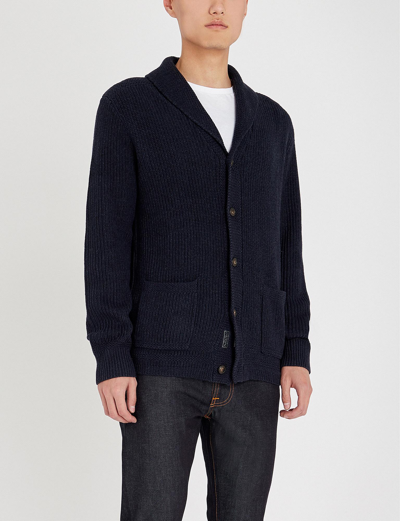 Polo Ralph Lauren Shawl Collar Cotton Knitted Cardigan in Blue for Men ...