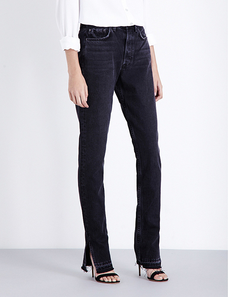 Grlfrnd Natalia Split-hem Skinny High-rise Jeans in Blue | Lyst