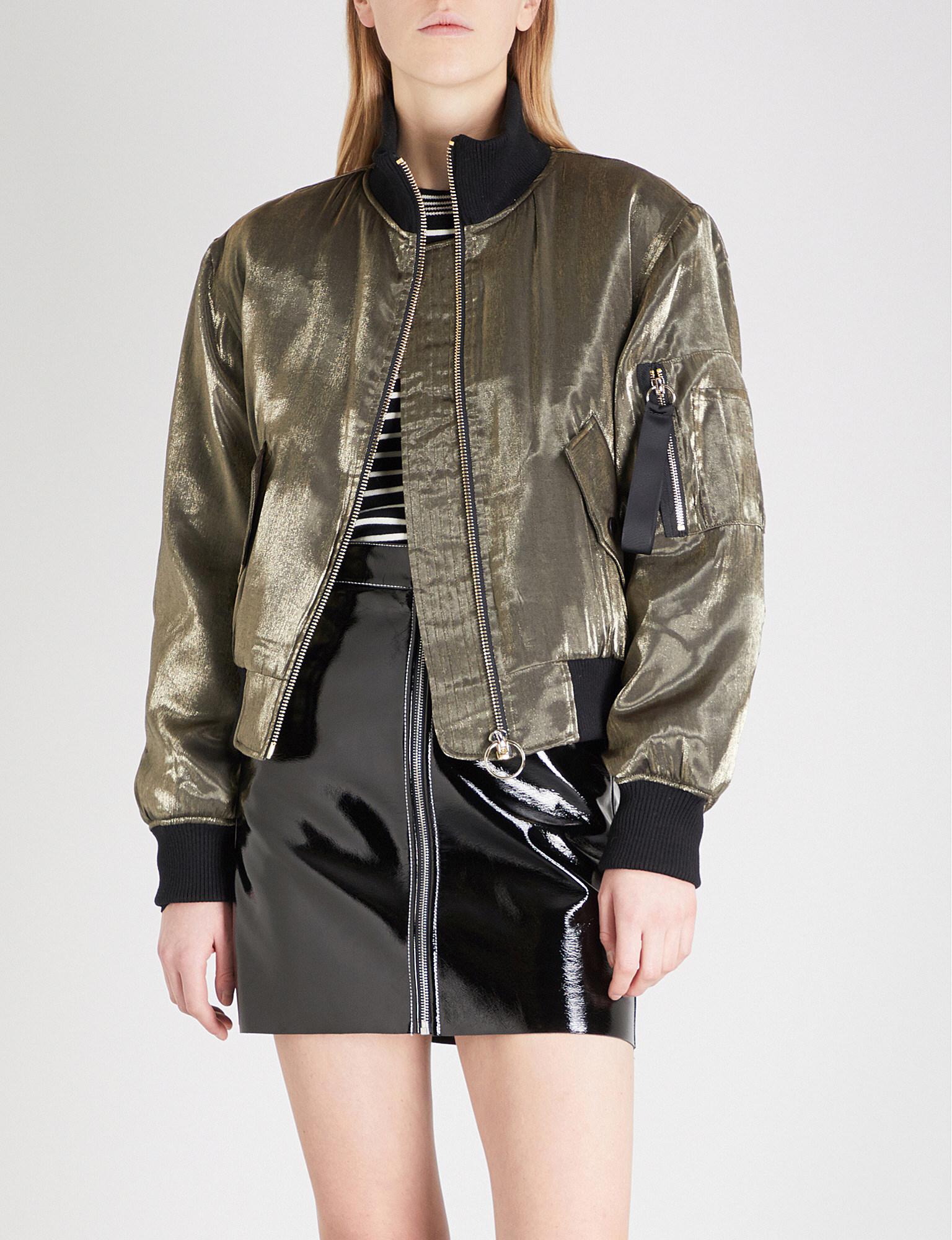 Lyst Mo&Co. Metallic Shell Bomber Jacket in Black