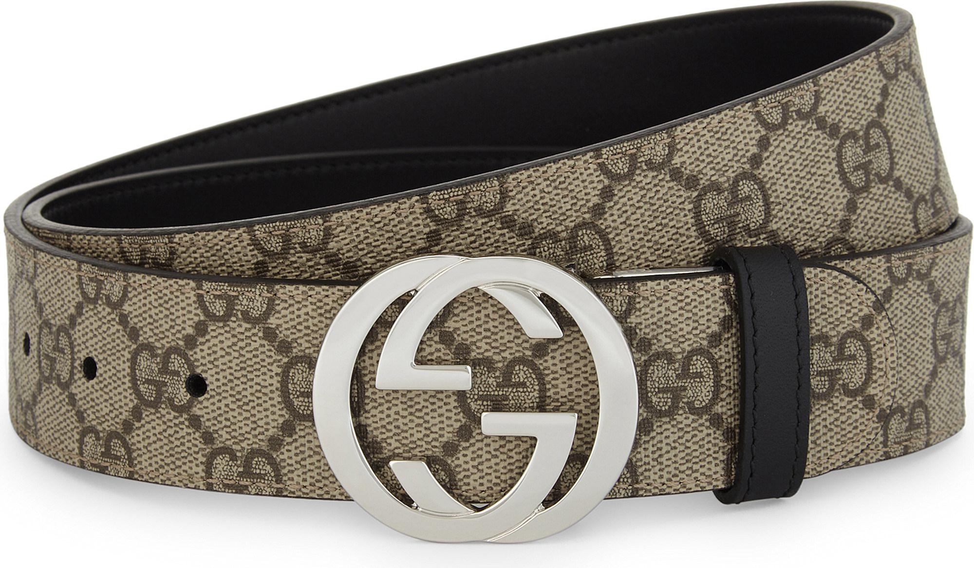 Lyst - Gucci Reversible GG Supreme Buckle Belt for Men