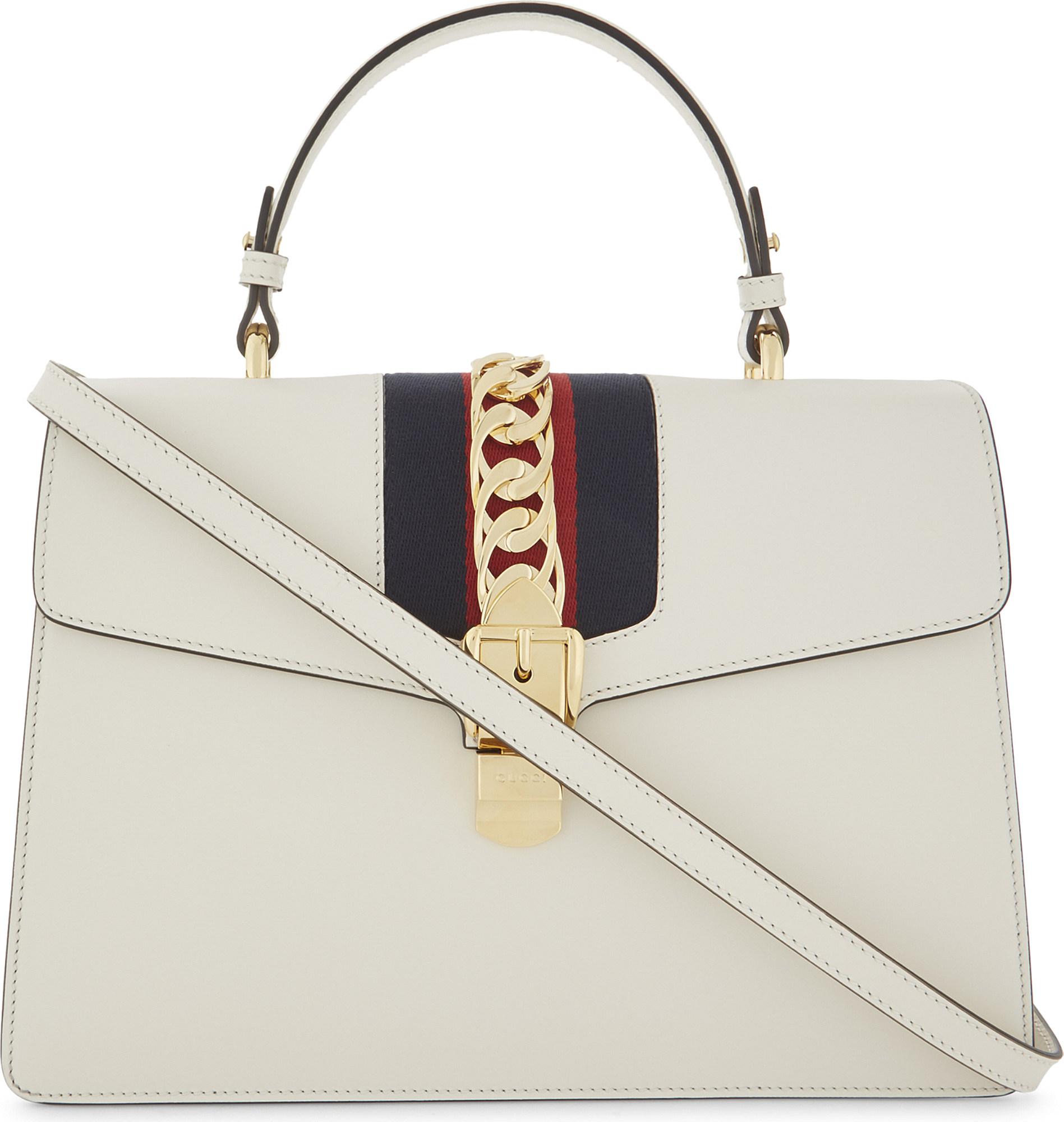 Lyst Gucci Sylvie Medium Leather Shoulder Bag In White Gallery