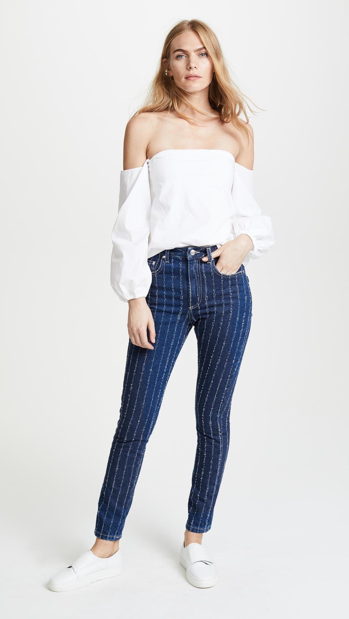 Lyst - Msgm Pinstripe Jeans in Blue