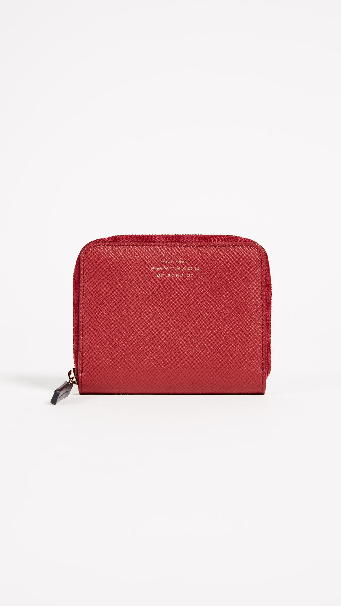 Smythson Leather Panama Zip Coin Purse in Red - Lyst