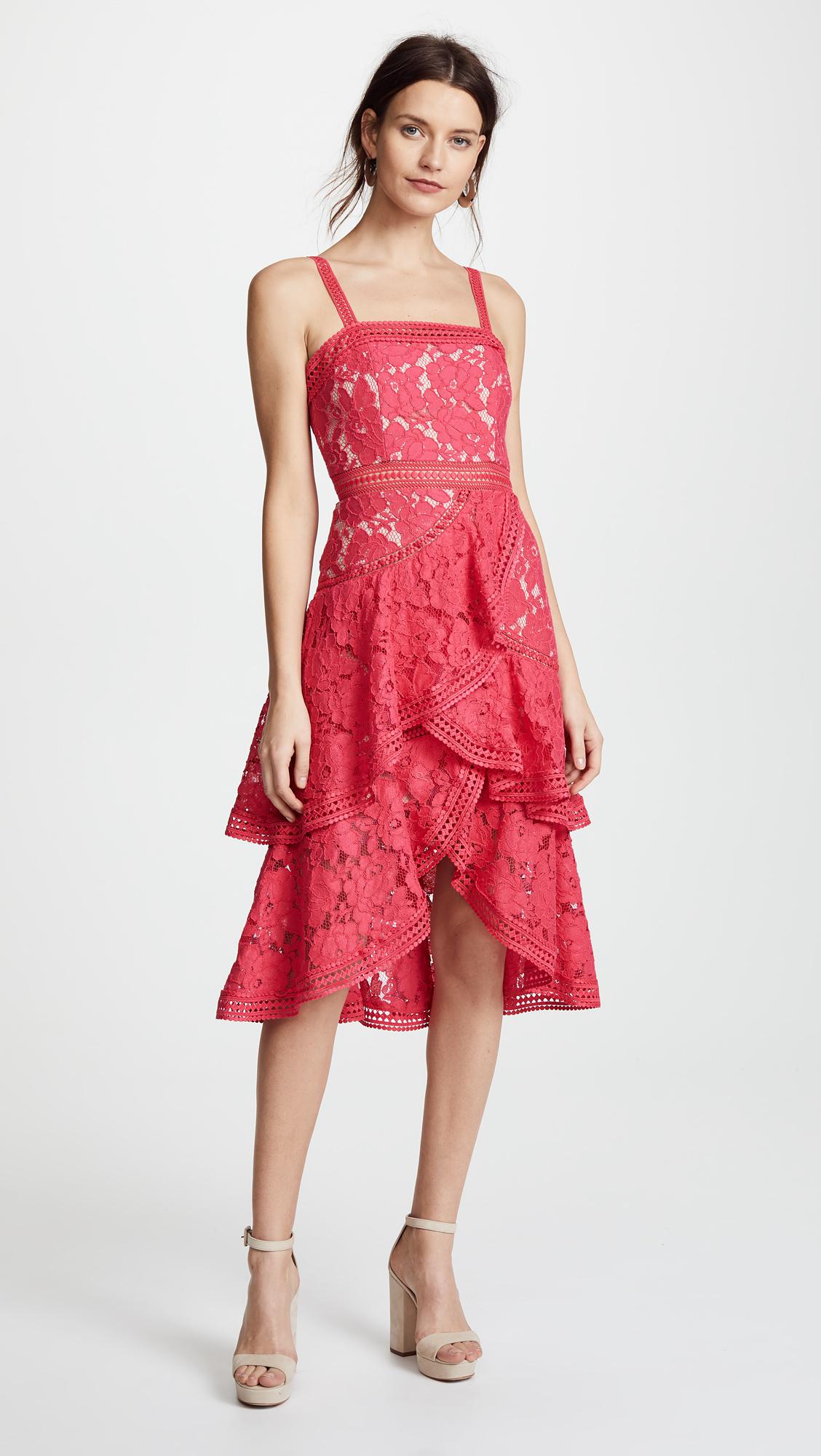 Lyst Alice Olivia Angelita Lace Dress In Red Gallery