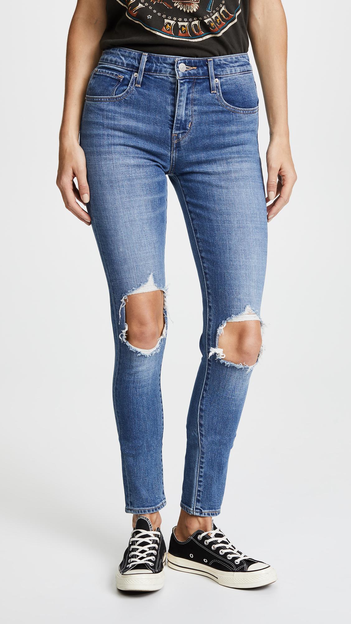 Lyst - Levi'S 721 High Rise Distressed Skinny Jeans in Blue