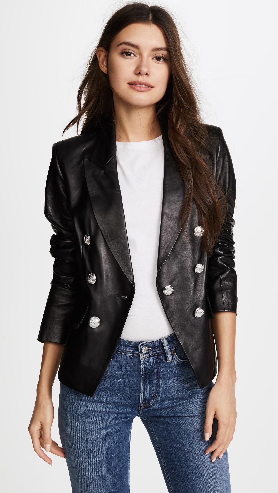 Veronica Beard Cooke Leather Jacket in Black - Lyst