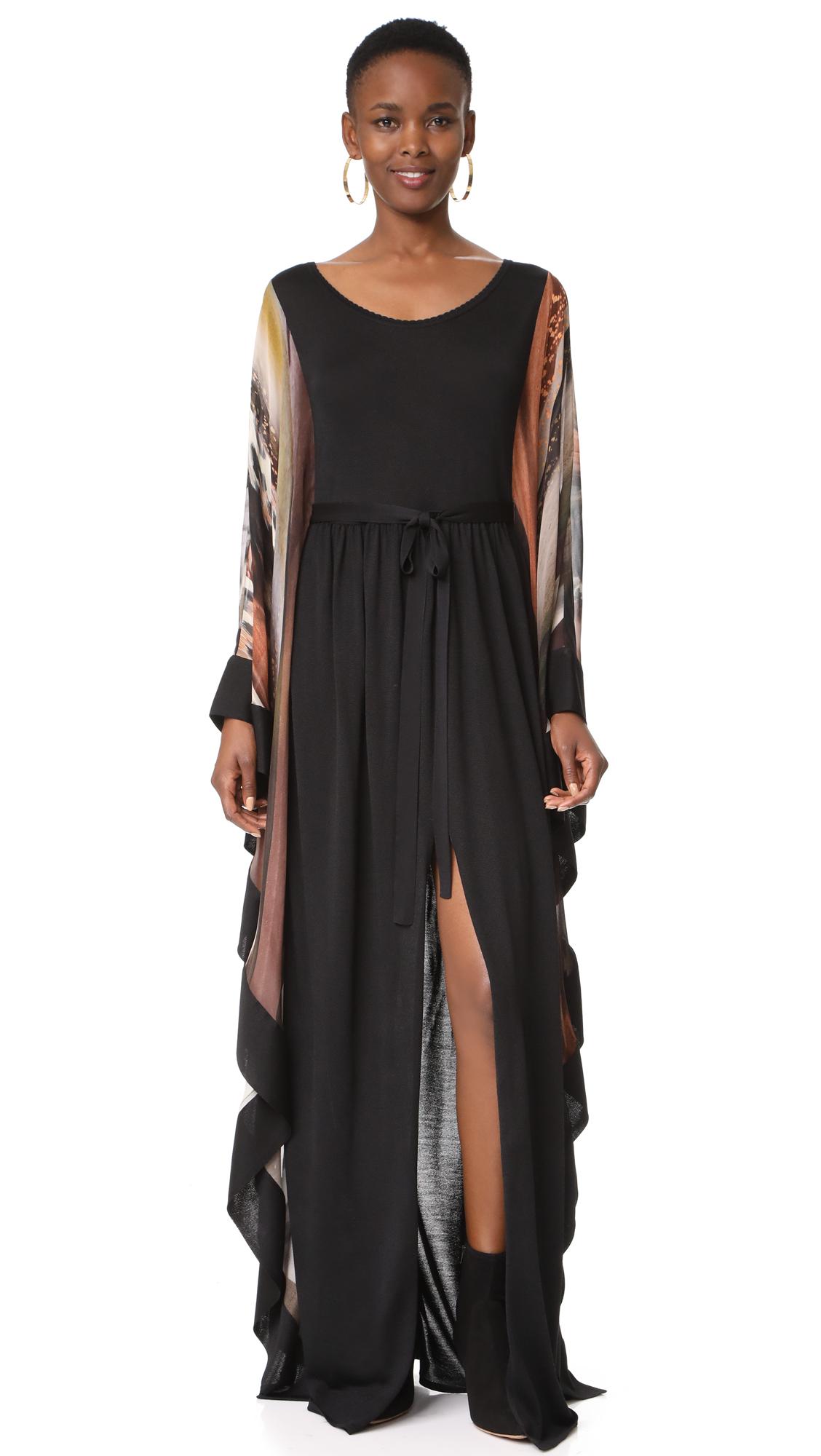 Lyst - Roberto Cavalli Mixed Fabric Maxi Dress in Black