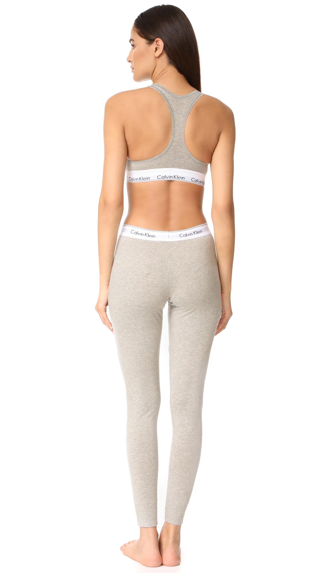 Calvin Klein Modern Cotton Bralette & Leggings Set in Gray